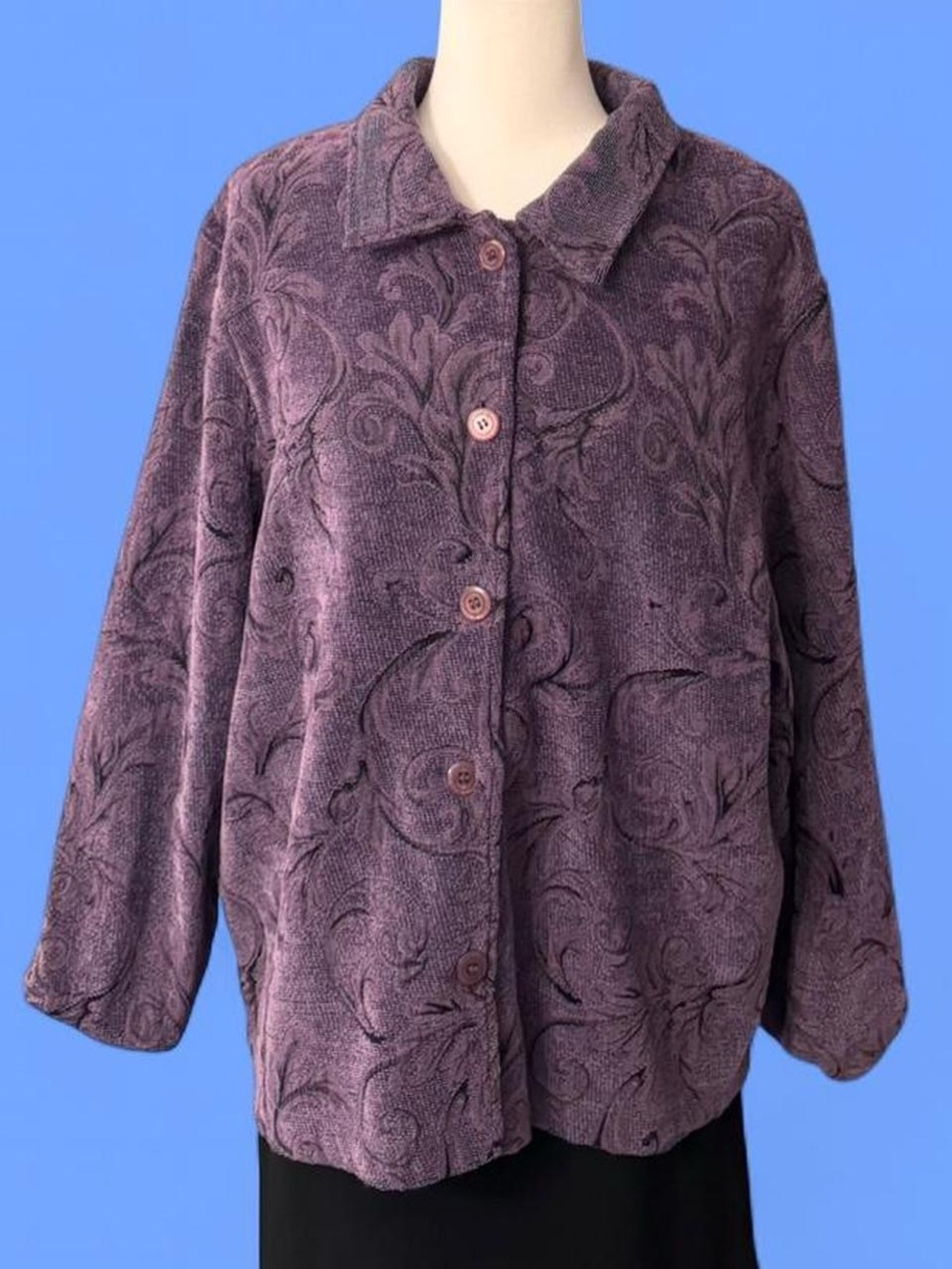 Purple Textured Button-Up Jacket - Picture 1 of 8